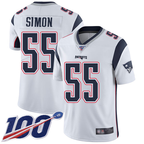 New England Patriots Football #55 Vapor Untouchable 100th Season Limited White Men John Simon Road NFL Jersey